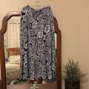 Talbots Black and White Floral Maxi Skirt